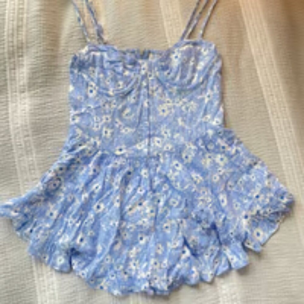 Blue dress.